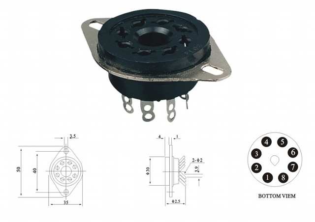 RELAY SOCKET 8PIN GLOBE OMRON - PL08