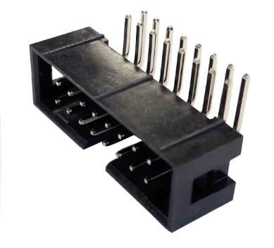 BOX HEADER 16PIN(2x8) 2.54mm THT R/A MALE BLACK - KLS1-202-16-R-B