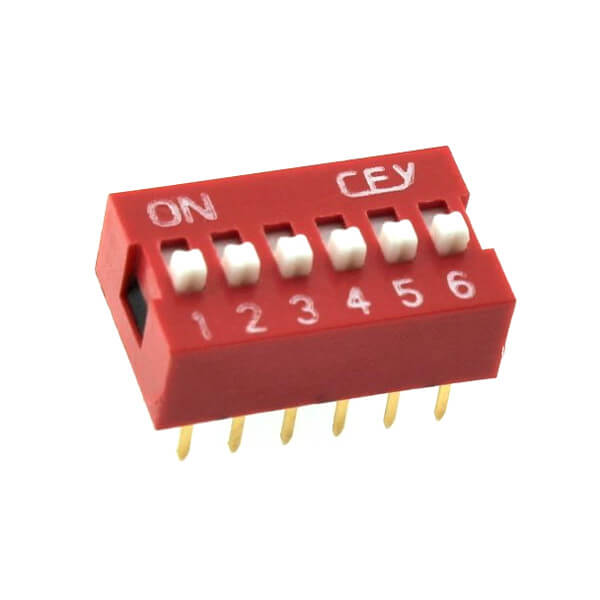 SWITCH DIP 6 Pos. SPST 100mA 24VDC THT V/T - DS1040-06RN