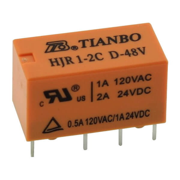 RELAY 2A 48VDC 2PNC TELECOM (DS2) TYPE TIANBO - HJR1-2C-D-48VDC-S-ZY