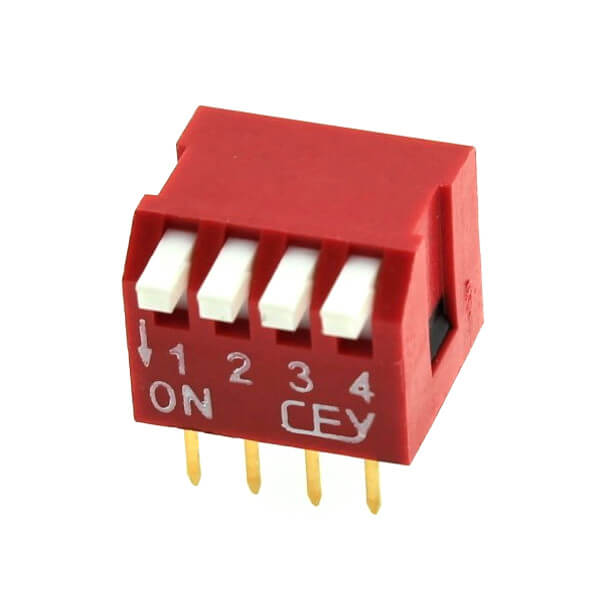 SWITCH DIP 4 Pos. SPST 100mA 24VDC THT R/A - DS1040-04RT