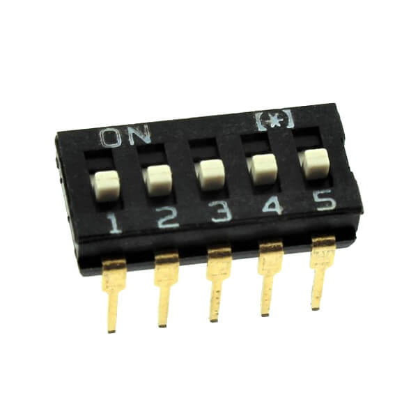 SWITCH DIP 5 Pos. SPST 25mA 24VDC THT V/T - DS1040-01-05-VBWB