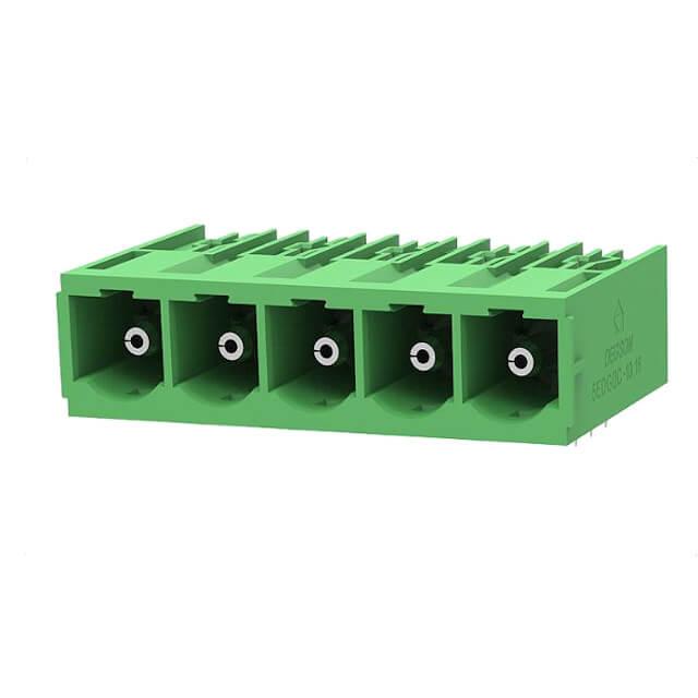 TERM.BLK.10.16MM 5P 90C MALE GREEN CLOSED - 5EDGRC-10.16-05P-14-00AH