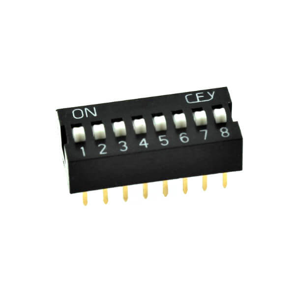 SWITCH DIP 8 Pos. SPST 100mA 24VDC THT V/T - DS1040-08KN