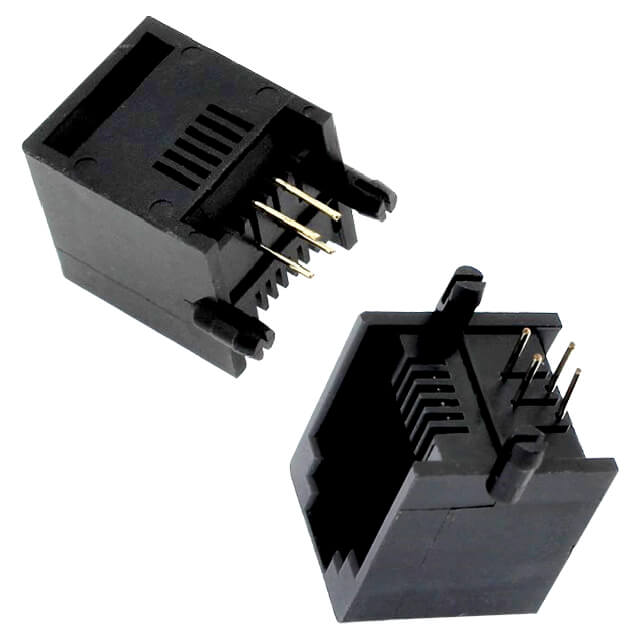 CONNECTOR JACK TELEPHONE SOCKET 6P4C 90C BLACK - R-5564