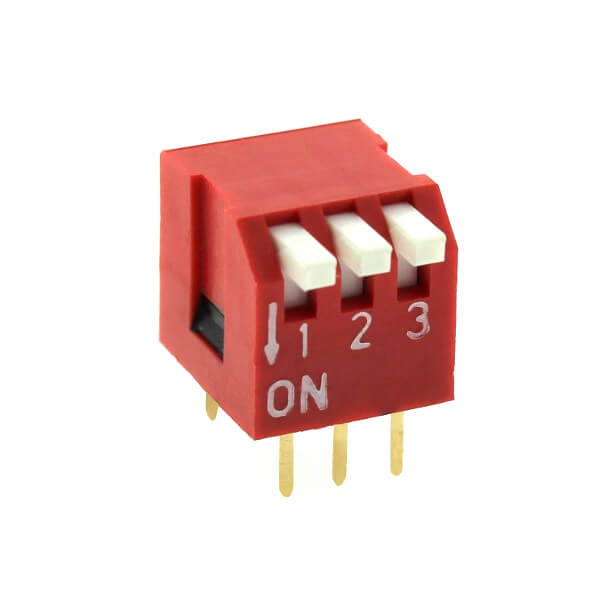 SWITCH DIP 3 Pos. SPST 100mA 24VDC THT V/T - DS1040-03RT