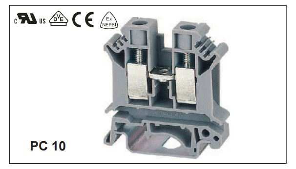 DIN RAIL T.B.10mm² SCREW BLUE - PC10-01P-12-00AH