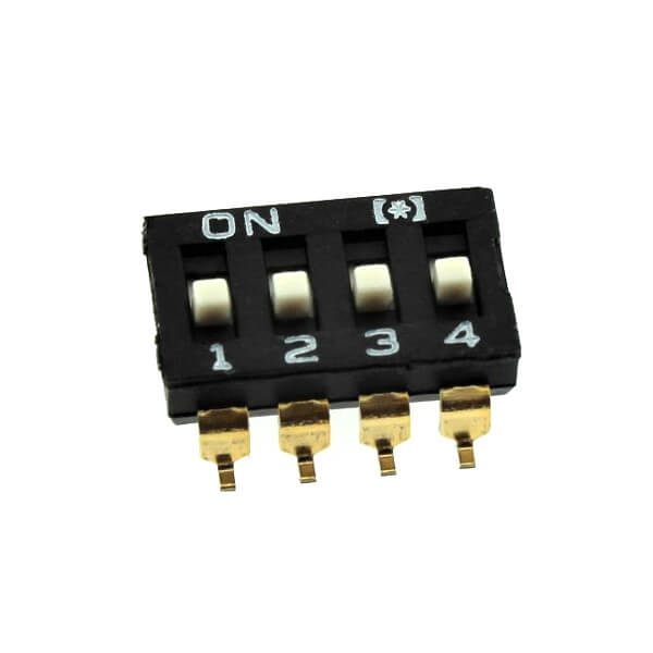 SWITCH DIP 4 Pos. SPST 25mA 24VDC SMT V/T - DS1040-01-04SBWB