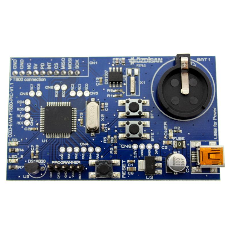EVAL BOARD FT800 TFT PIC18F46K20 DS1307 DS18B20