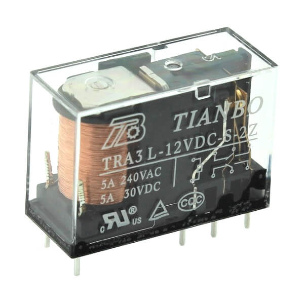 RELAY POWER 5A 12VDC 2P Transparent Cover