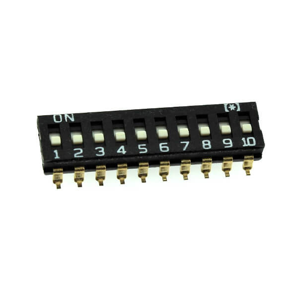 SWITCH DIP 10 Pos. SPST 25mA 24VDC SMT V/T - DS1040-02-10-SBWR