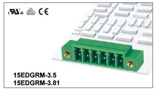 TERM.BLK.3.5MM 7P 90C MALE GREEN CLOSED - 15EDGRM-3.5-07P-14-00AH