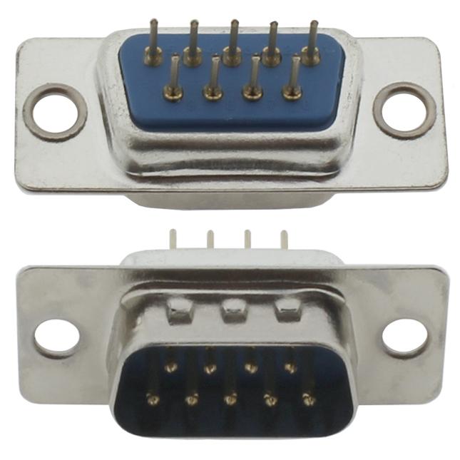 CONNECTOR DSUB 9PIN 180C PCB TYPE MALE BLUE