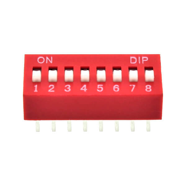 SWITCH DIP 8 Pos. SPST 100mA 24VDC THT V/T - DS1040-08RN