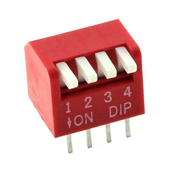 SWITCH DIP 4 Pos. SPST 25mA 24VDC THT R/A