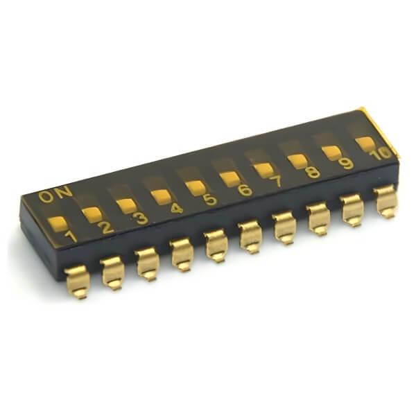 SWITCH DIP 10 Pos. SPST 25mA 24VDC SMT V/T - L-KLS7-KLR-10-N-10