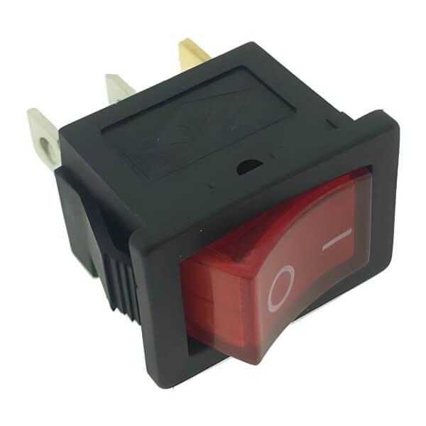 SWITCH ROCKER ON-OFF 3PIN 15X21MM RED WITH LED