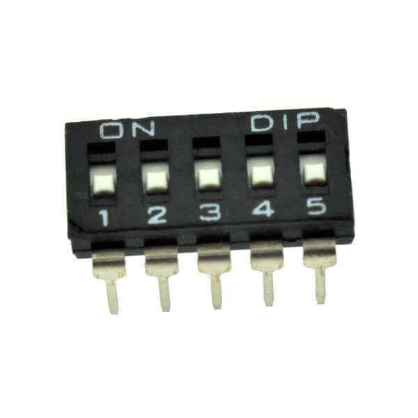 SWITCH DIP 5 Pos. SPST 25mA 24VDC THT V/T - NDIR-05H-V