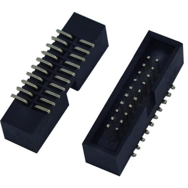 BOX HEADER 20PIN(2x10) 1.27MM SMT V/T MALE BLACK