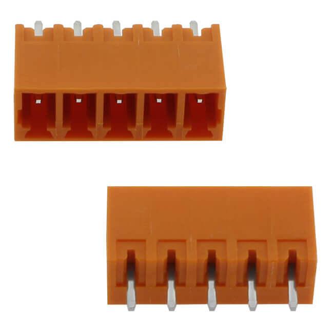 TERM.BLK.3.81MM 5P 180C MALE ORANGE CLOSED - 15EDGVC-3.81-05P-15-00AH