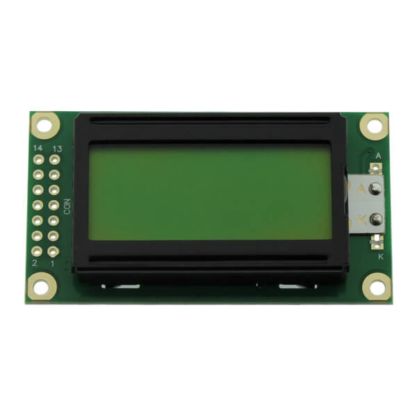 LCD CHARACTER 8X2 STN POSITIVE YELLOW GREEN 5V - WH0802A-YYH-JT#