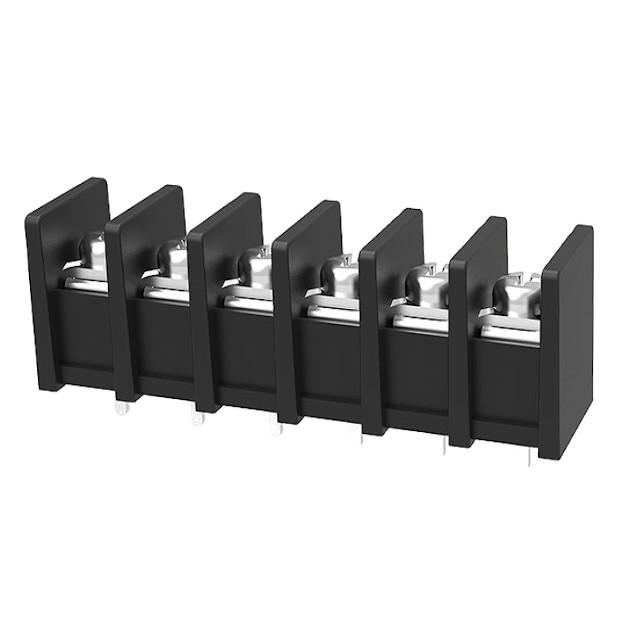 TERM.BLK.10MM 6PIN 180C BARRIER BLACK