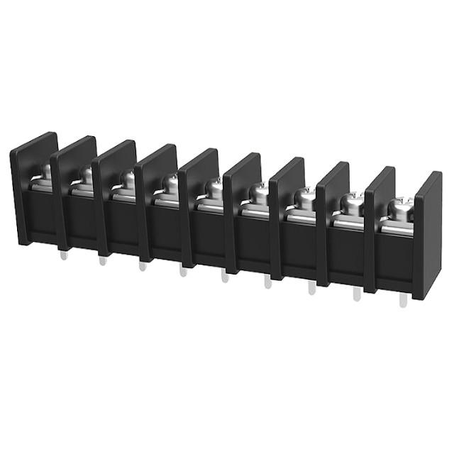 TERM.BLK.10MM 9PIN 180C BARRIER BLACK