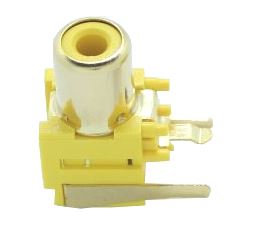 CONNECTOR RCA JACK 3P THT R/A YELLOW BRASS+CU-SN - L-KLS1-RCA-116-G-Y-01389