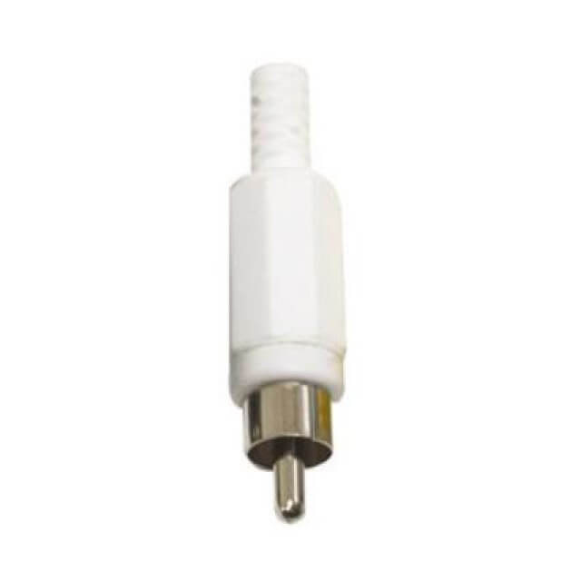 CONNECTOR RCA PHONO PLUG WHITE Ø3.2mm - L-KLS1-RCA-PM01-N-W