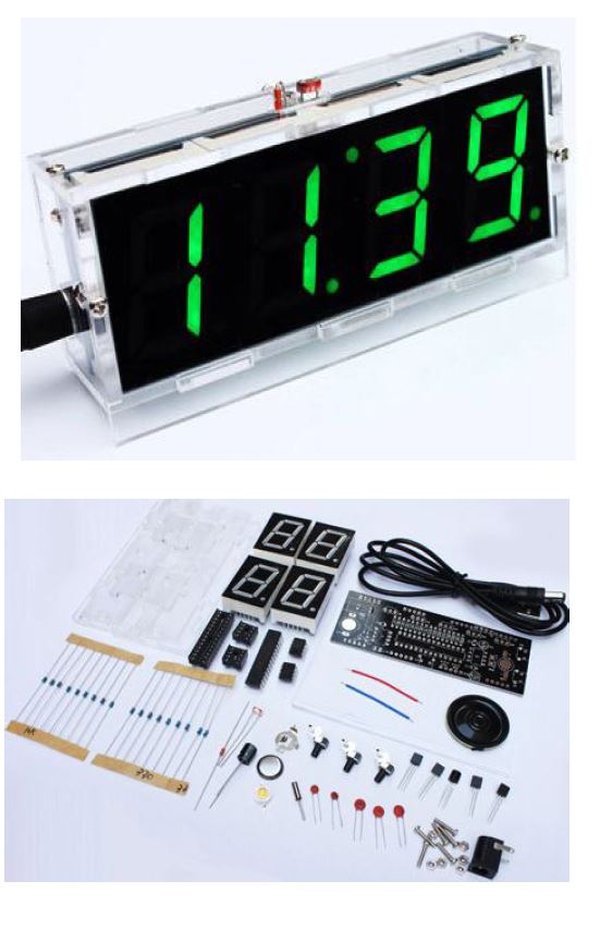 GREEN LED DISPLAY CLOCK AND THERMOMETER