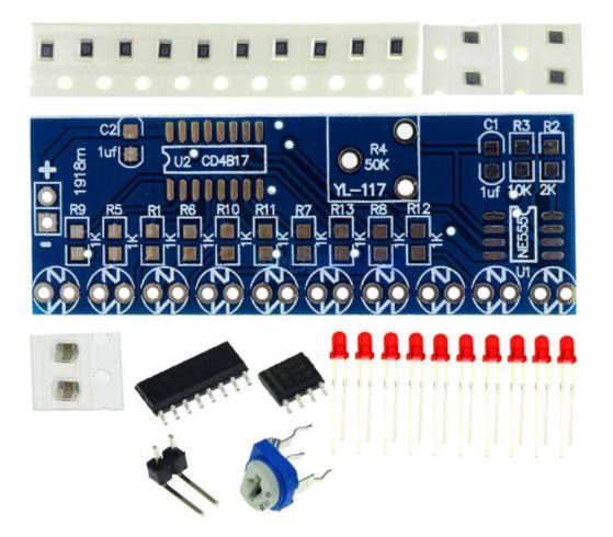 NE555 CD4017 THT LEDS RESISTORS DIY KITS WITH PCB