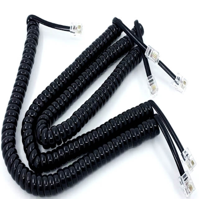 COIL CORD BLACK COLOUR 24CM HUAXUN - RJ9-4P4C-B