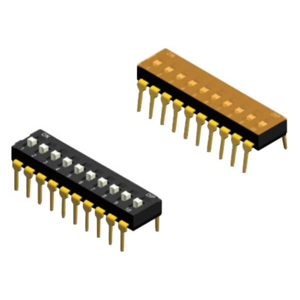 SWITCH DIP 3 Pos. SPST 25mA 24VDC THT V/T