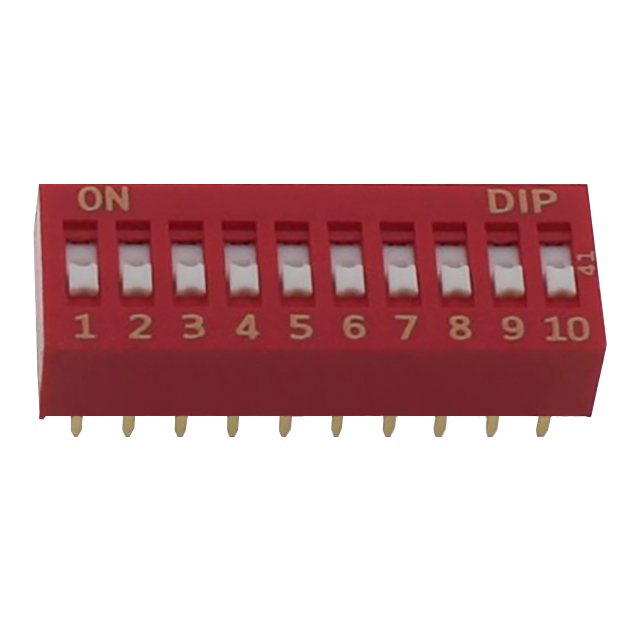 SWITCH DIP 10 Pos. SPST 25mA 24VDC THT V/T - NDSR-10V