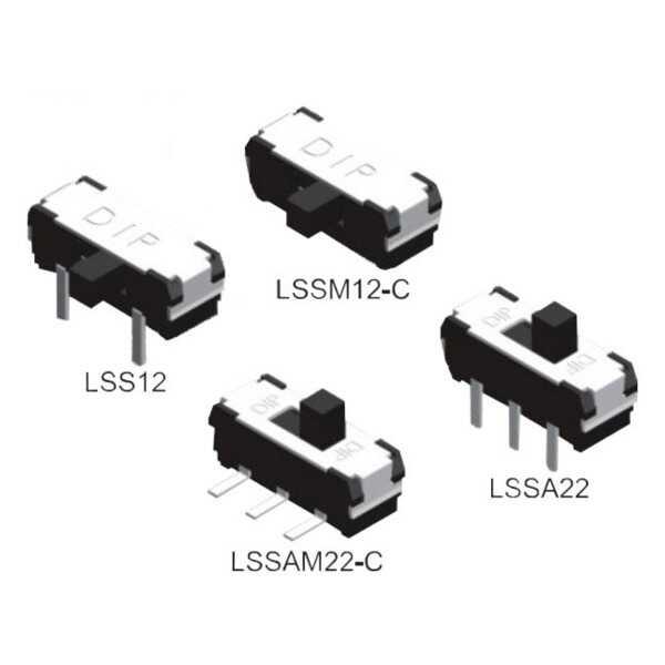 SWITCH SLIDE 2P2T 100mA 12VDC THT V/T - LSSA22-V