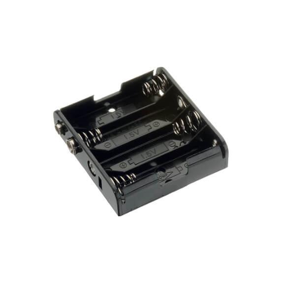 BATTERY HOLDER AA*4 26AWG L=150MM BLACK With 6 PRO