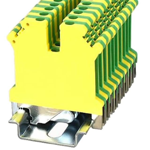 DIN RAIL T.B.2.5mm² SCREW GREEN-YELLOW - PC2.5-PE-01P-1Y-00AH