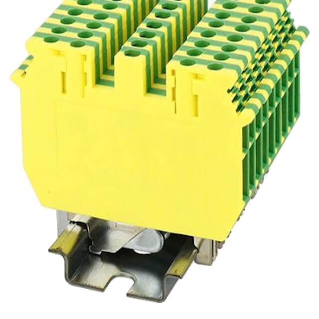 DIN RAIL T.B.2.5mm² SCREW GREEN-YELLOW 2IN2OUT - PCDK2.5-PE-01P-1Y-00AH