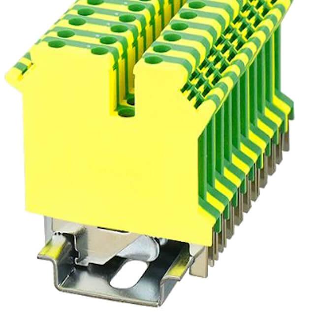 DIN RAIL T.B.4mm² SCREW GREEN-YELLOW 1IN2OUT - PC4-TW-PE-01P-1Y-00AH