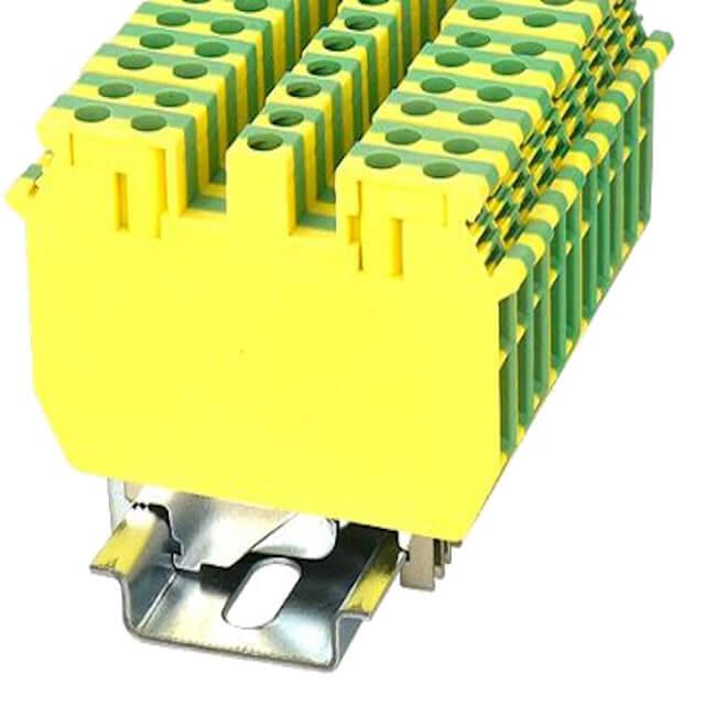 DIN RAIL T.B.4mm² SCREW GREEN-YELLOW 2IN2OUT - PCDK4-PE-01P-1Y-00AH