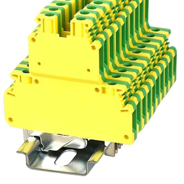 DIN RAIL T.B.4mm² SCREW GREEN-YELLOW 2IN2OUT - PCKK4-PE-01P-1Y-00AH