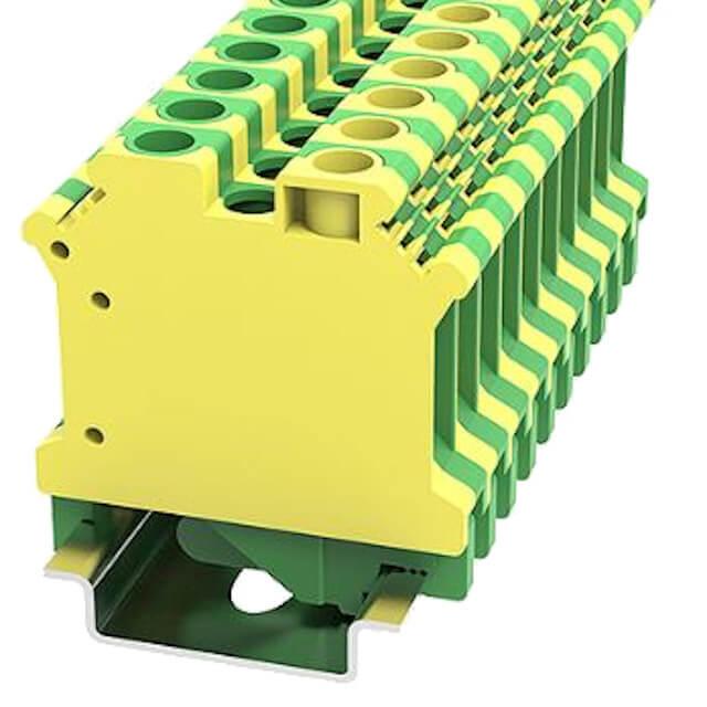 DIN RAIL T.B.6mm² SCREW GREEN-YELLOW - PC6-PE-01P-1Y-00AH