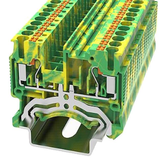 DIN RAIL T.B.2.5mm² PUSH-IN GREEN-YELLOW - DS2.5-PE-01P-1C-00AH