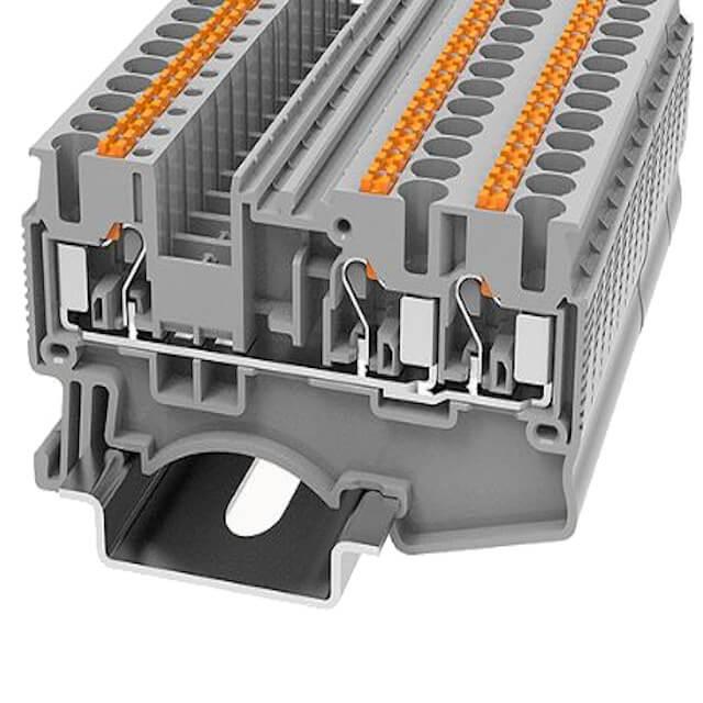 DIN RAIL T.B.2.5mm² PUSH-IN YELLOW 1IN2OUT - DS2.5-TW-01P-18-00AH