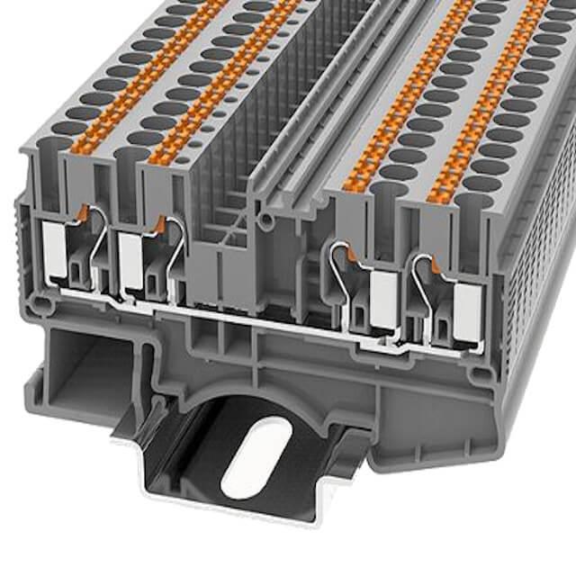 DIN RAIL T.B.2.5mm² PUSH-IN YELLOW 2IN2OUT - DS2.5-QU-01P-18-00AH