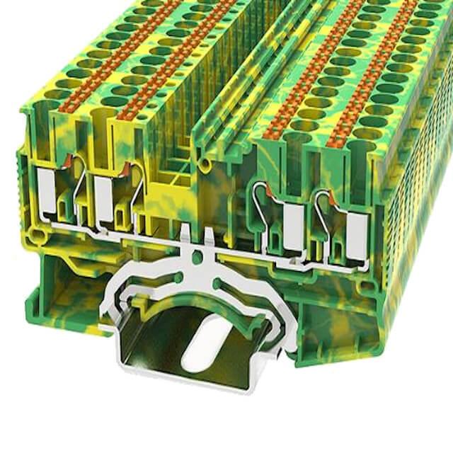 DIN RAIL T.B.2.5mm² PUSH-IN GREEN-YELLOW 2IN2OUT - DS2.5-QU-PE-01P-1C-00AH