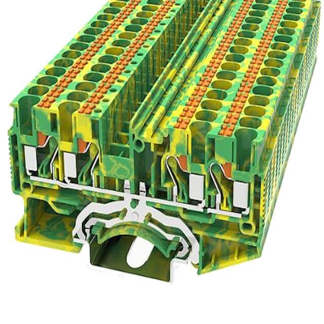 DIN RAIL T.B.4mm² PUSH-IN GREEN-YELLOW 2IN2OUT - DS4-QU-PE-01P-1C-00AH