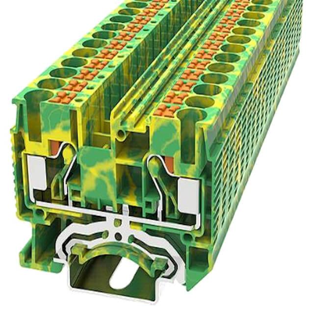 DIN RAIL T.B.6mm² PUSH-IN GREEN-YELLOW - DS6-PE-01P-1C-00AH