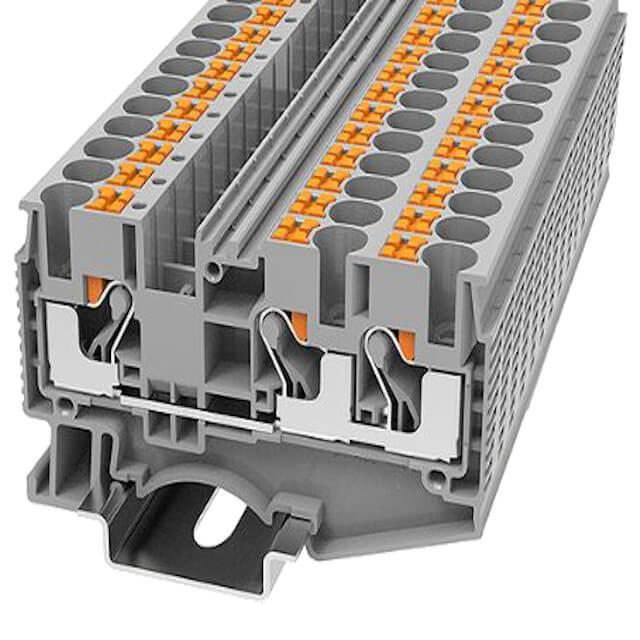 DIN RAIL T.B.6mm² PUSH-IN YELLOW 1IN2OUT - DS6-TW-01P-18-00AH