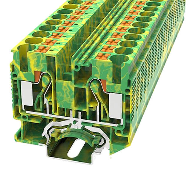 DIN RAIL T.B.10mm² PUSH-IN GREEN-YELLOW - DS10-PE-01P-1C-00AH